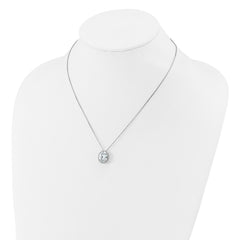 Cheryl M Sterling Silver Rhodium-plated Polished Fancy Oval CZ Halo with 2 Inch Extension Necklace QCM1722-17.75