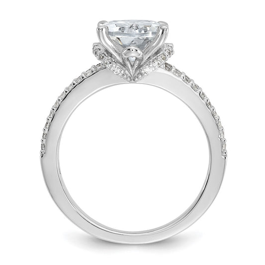 Cheryl M Sterling Silver Rhodium-plated Polished Fancy Oval CZ Ring