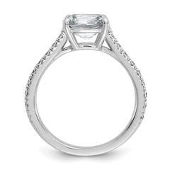 Cheryl M Sterling Silver Rhodium-plated Polished Fancy East-West Cushion-cut CZ Ring