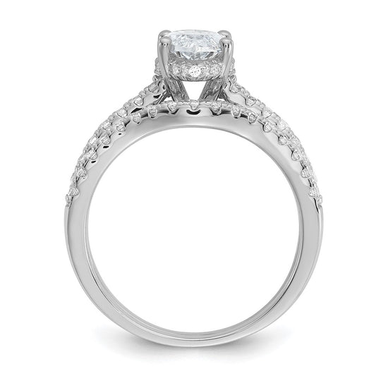 Cheryl M Sterling Silver Rhodium-plated Polished Marquise CZ with Two Bands Ring Set