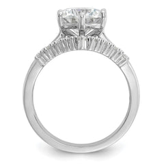 Cheryl M Sterling Silver Rhodium-plated Polished Fancy CZ with Two 3-Row Bands Ring Set