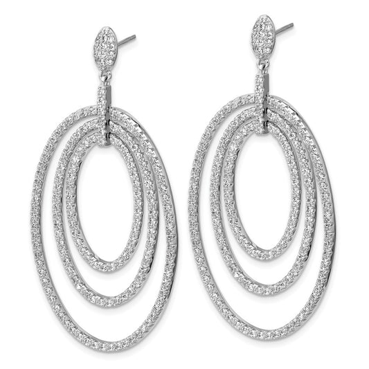 QCM1745 Cheryl M Sterling Silver Rhodium-plated Polished Fancy CZ Ovals Post Dangle Earrings