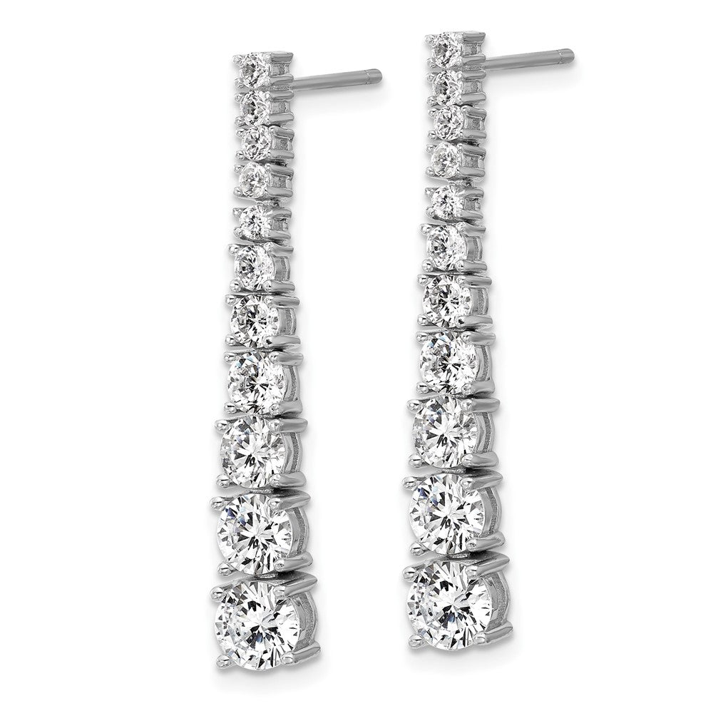QCM1746 Cheryl M Sterling Silver Rhodium-plated Polished Graduated CZ Post Dangle Earrings