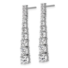 QCM1746 Cheryl M Sterling Silver Rhodium-plated Polished Graduated CZ Post Dangle Earrings