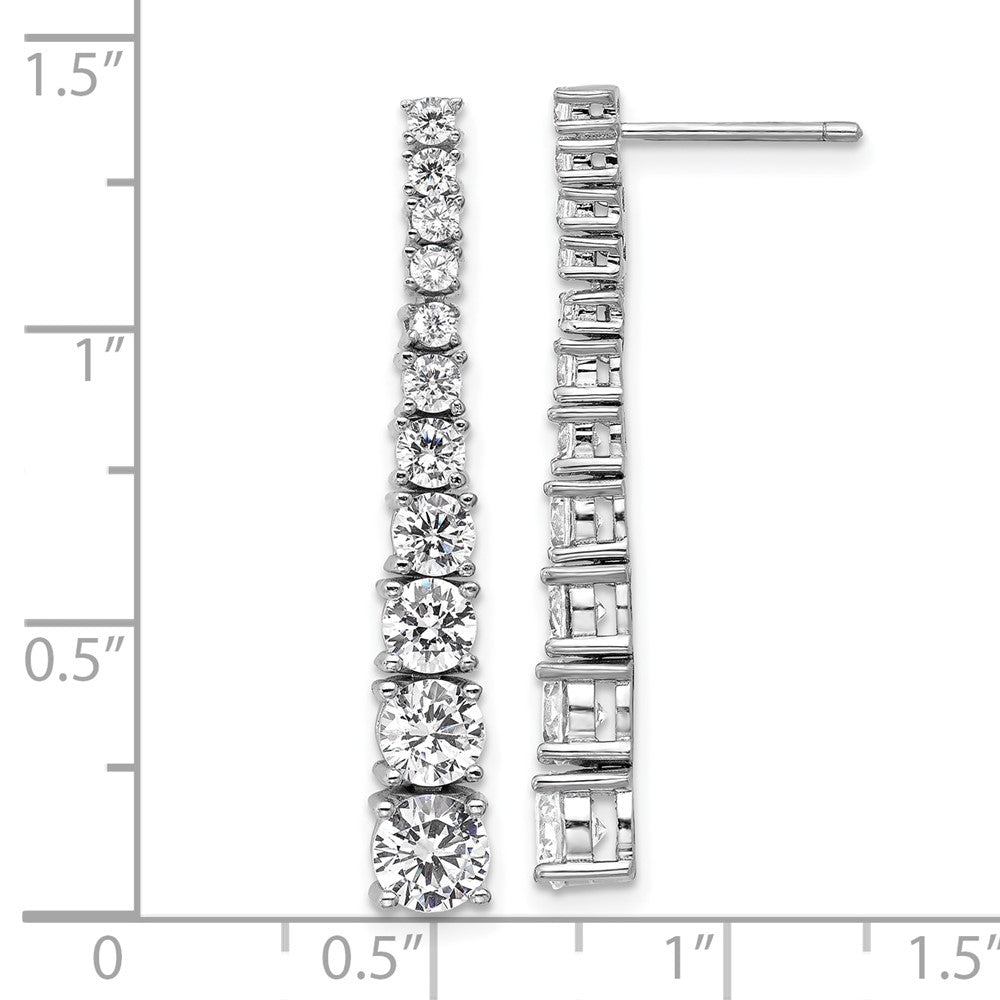 QCM1746 Cheryl M Sterling Silver Rhodium-plated Polished Graduated CZ Post Dangle Earrings