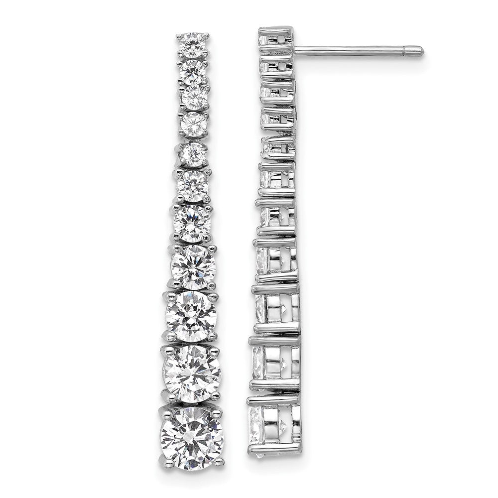 QCM1746 Cheryl M Sterling Silver Rhodium-plated Polished Graduated CZ Post Dangle Earrings