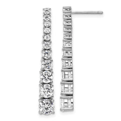 QCM1746 Cheryl M Sterling Silver Rhodium-plated Polished Graduated CZ Post Dangle Earrings