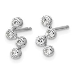 QCM1747 Cheryl M Sterling Silver Rhodium-plated Polished Multi Bezel Set CZ Post Earrings