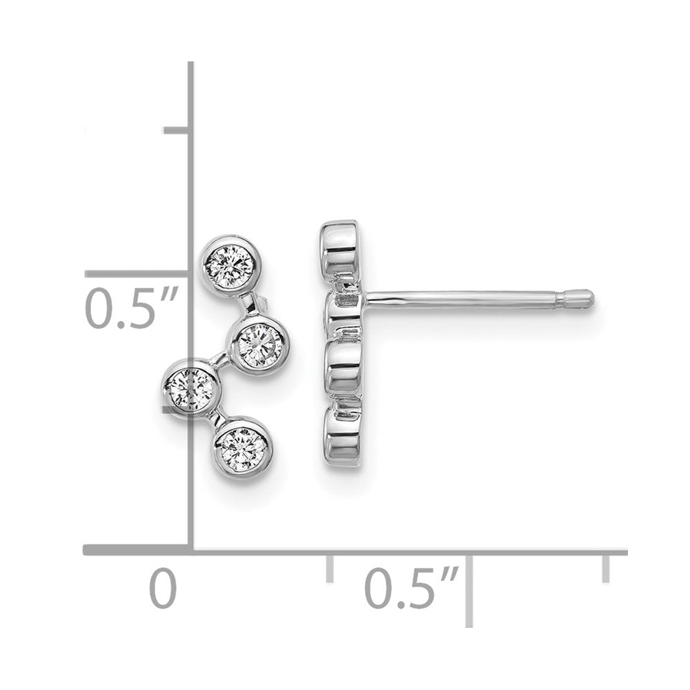 QCM1747 Cheryl M Sterling Silver Rhodium-plated Polished Multi Bezel Set CZ Post Earrings
