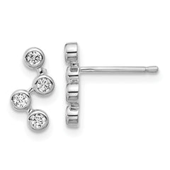 QCM1747 Cheryl M Sterling Silver Rhodium-plated Polished Multi Bezel Set CZ Post Earrings