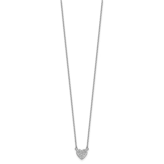 Cheryl M Sterling Silver Rhodium-plated Polished Pave CZ Heart Necklace QCM1752-18
