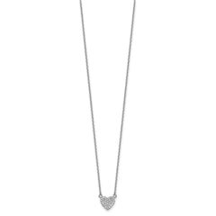Cheryl M Sterling Silver Rhodium-plated Polished Pave CZ Heart Necklace QCM1752-18
