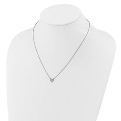Cheryl M Sterling Silver Rhodium-plated Polished Pave CZ Heart Necklace QCM1752-18