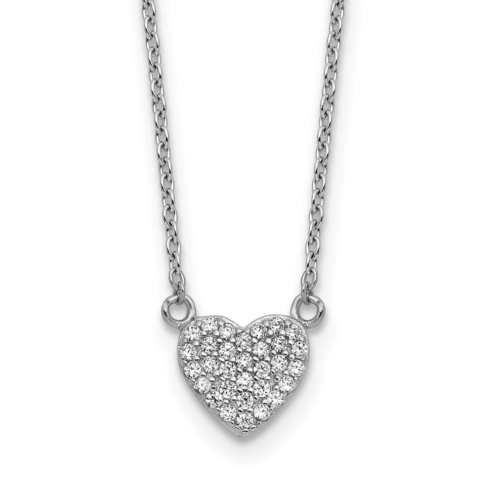 Cheryl M Sterling Silver Rhodium-plated Polished Pave CZ Heart Necklace QCM1752-18