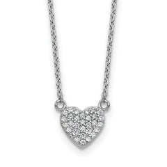 Cheryl M Sterling Silver Rhodium-plated Polished Pave CZ Heart Necklace QCM1752-18