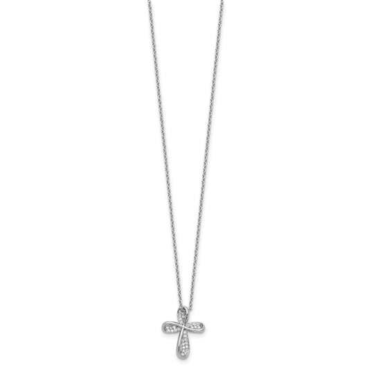 Cheryl M Sterling Silver Rhodium-plated Polished CZ Cross with 2 Inch Extension Necklace QCM1753-18