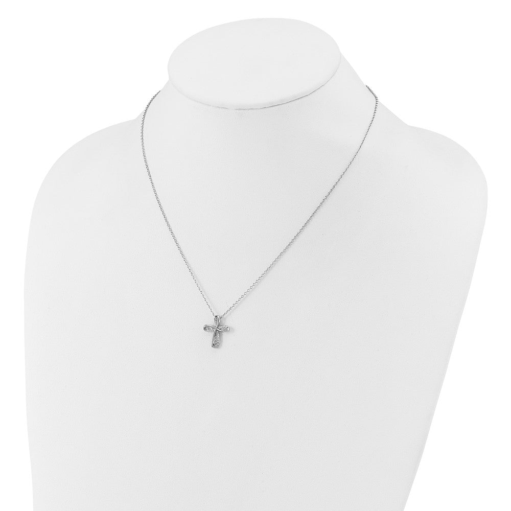 Cheryl M Sterling Silver Rhodium-plated Polished CZ Cross with 2 Inch Extension Necklace QCM1753-18