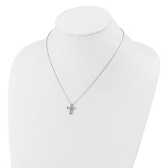 Cheryl M Sterling Silver Rhodium-plated Polished CZ Cross with 2 Inch Extension Necklace QCM1753-18