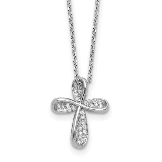 Cheryl M Sterling Silver Rhodium-plated Polished CZ Cross with 2 Inch Extension Necklace QCM1753-18