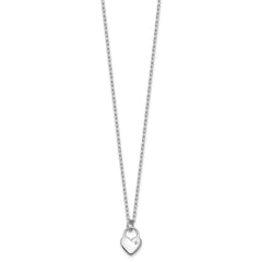 Cheryl M Sterling Silver Rhodium-plated Polished CZ Heart Lock Necklace QCM1754-18