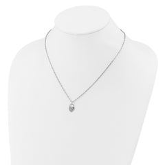 Cheryl M Sterling Silver Rhodium-plated Polished CZ Heart Lock Necklace QCM1754-18