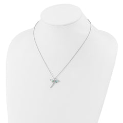 Cheryl M Sterling Silver Rhodium-plated Polished Lab Created Opal and CZ Dragonfly with 2 Inch Extension Necklace QCM1755-18
