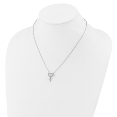 Cheryl M Sterling Silver Rhodium-plated Polished CZ Butterflies Heart with 2 Inch Extension Necklace QCM1756-18