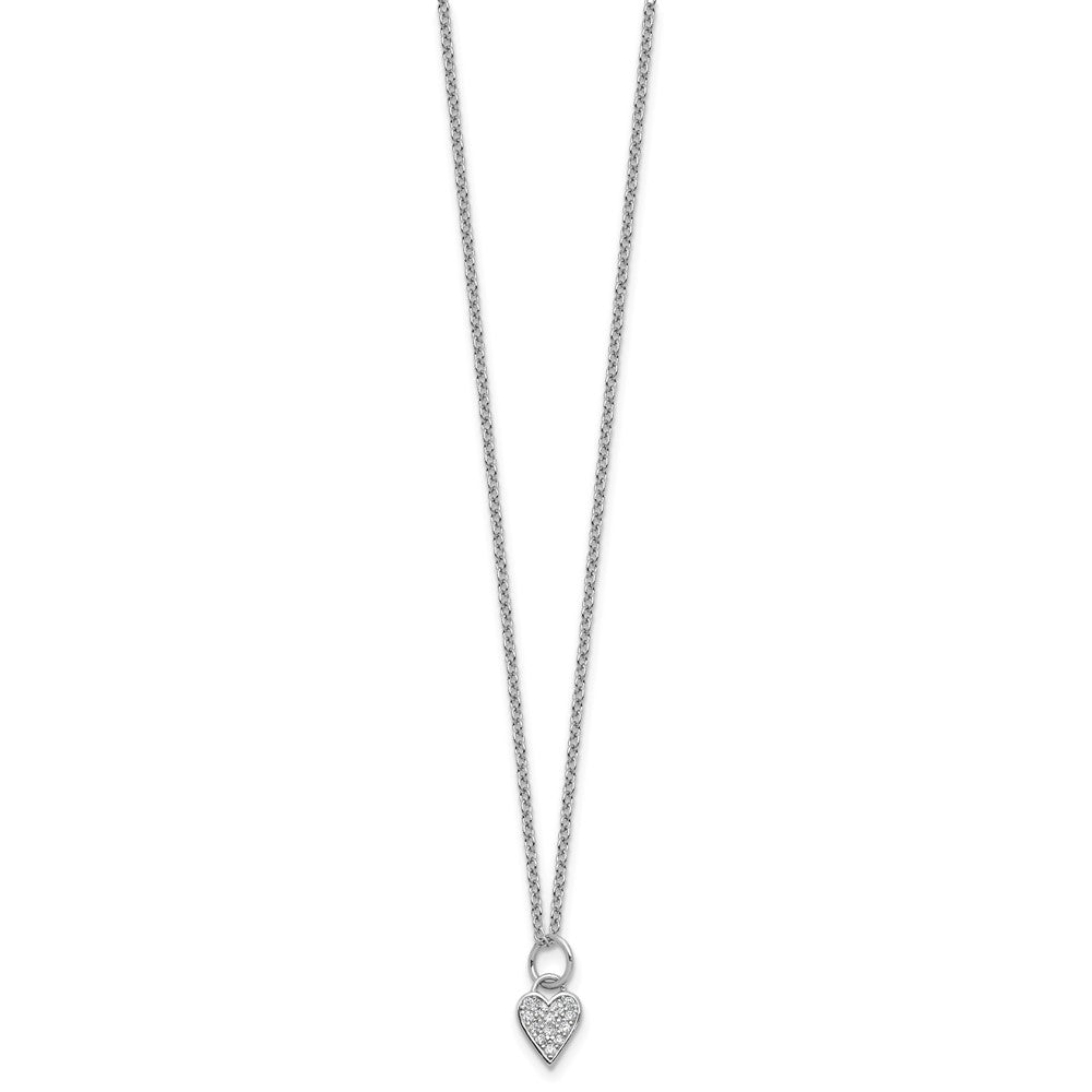 Cheryl M Sterling Silver Rhodium-plated Polished CZ Heart with 2 Inch Extension Necklace QCM1757-18