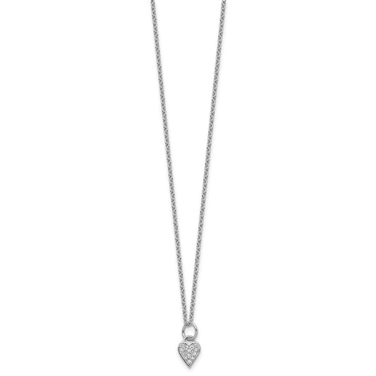 Cheryl M Sterling Silver Rhodium-plated Polished CZ Heart with 2 Inch Extension Necklace QCM1757-18