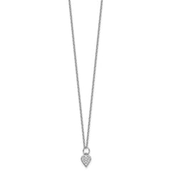 Cheryl M Sterling Silver Rhodium-plated Polished CZ Heart with 2 Inch Extension Necklace QCM1757-18