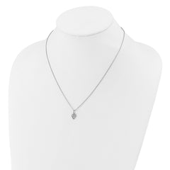 Cheryl M Sterling Silver Rhodium-plated Polished CZ Heart with 2 Inch Extension Necklace QCM1757-18