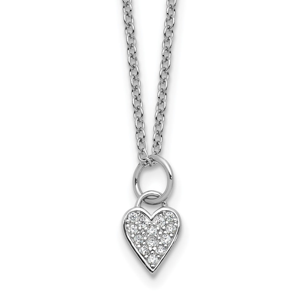 Cheryl M Sterling Silver Rhodium-plated Polished CZ Heart with 2 Inch Extension Necklace QCM1757-18