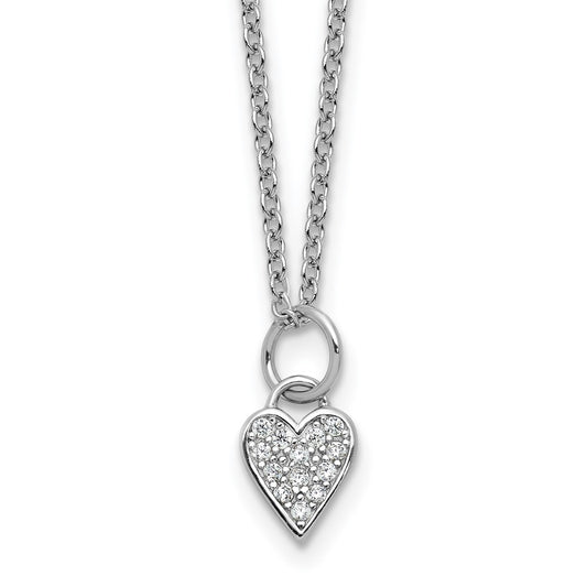 Cheryl M Sterling Silver Rhodium-plated Polished CZ Heart with 2 Inch Extension Necklace QCM1757-18