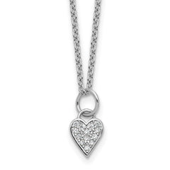 Cheryl M Sterling Silver Rhodium-plated Polished CZ Heart with 2 Inch Extension Necklace QCM1757-18