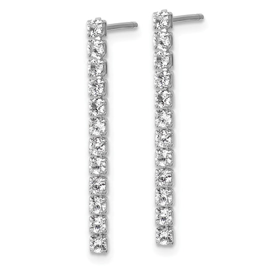 QCM1758 Cheryl M Sterling Silver Rhodium-plated Polished CZ Post Dangle Earrings