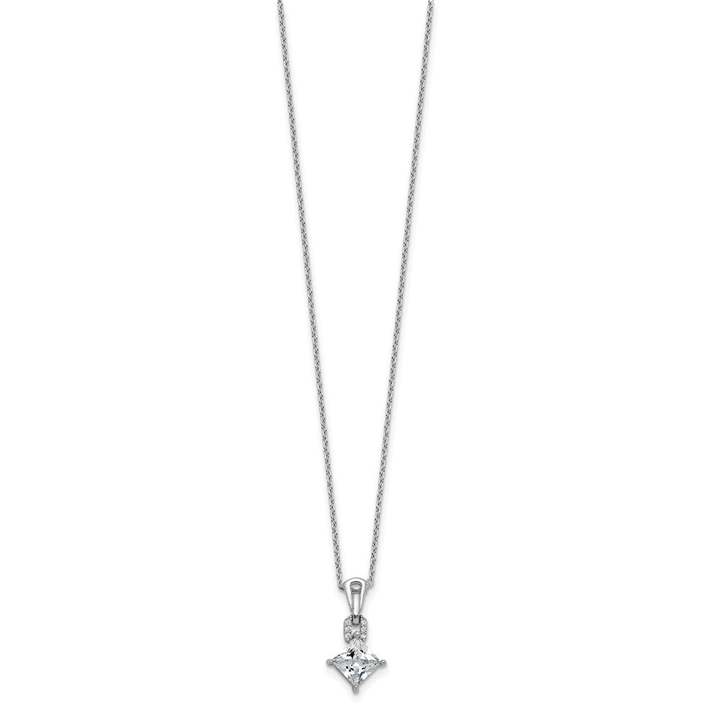 Cheryl M Sterling Silver Rhodium-plated Polished Fancy CZ Link with 2 Inch Extension Necklace QCM1760-18