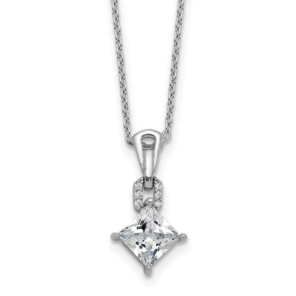 Cheryl M Sterling Silver Rhodium-plated Polished Fancy CZ Link with 2 Inch Extension Necklace QCM1760-18