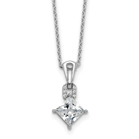 Cheryl M Sterling Silver Rhodium-plated Polished Fancy CZ Link with 2 Inch Extension Necklace QCM1760-18