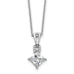 Cheryl M Sterling Silver Rhodium-plated Polished Fancy CZ Link with 2 Inch Extension Necklace QCM1760-18