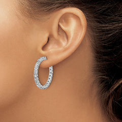 QCM1761 Cheryl M Sterling Silver Rhodium-plated Polished CZ Post C-Hoop Earrings