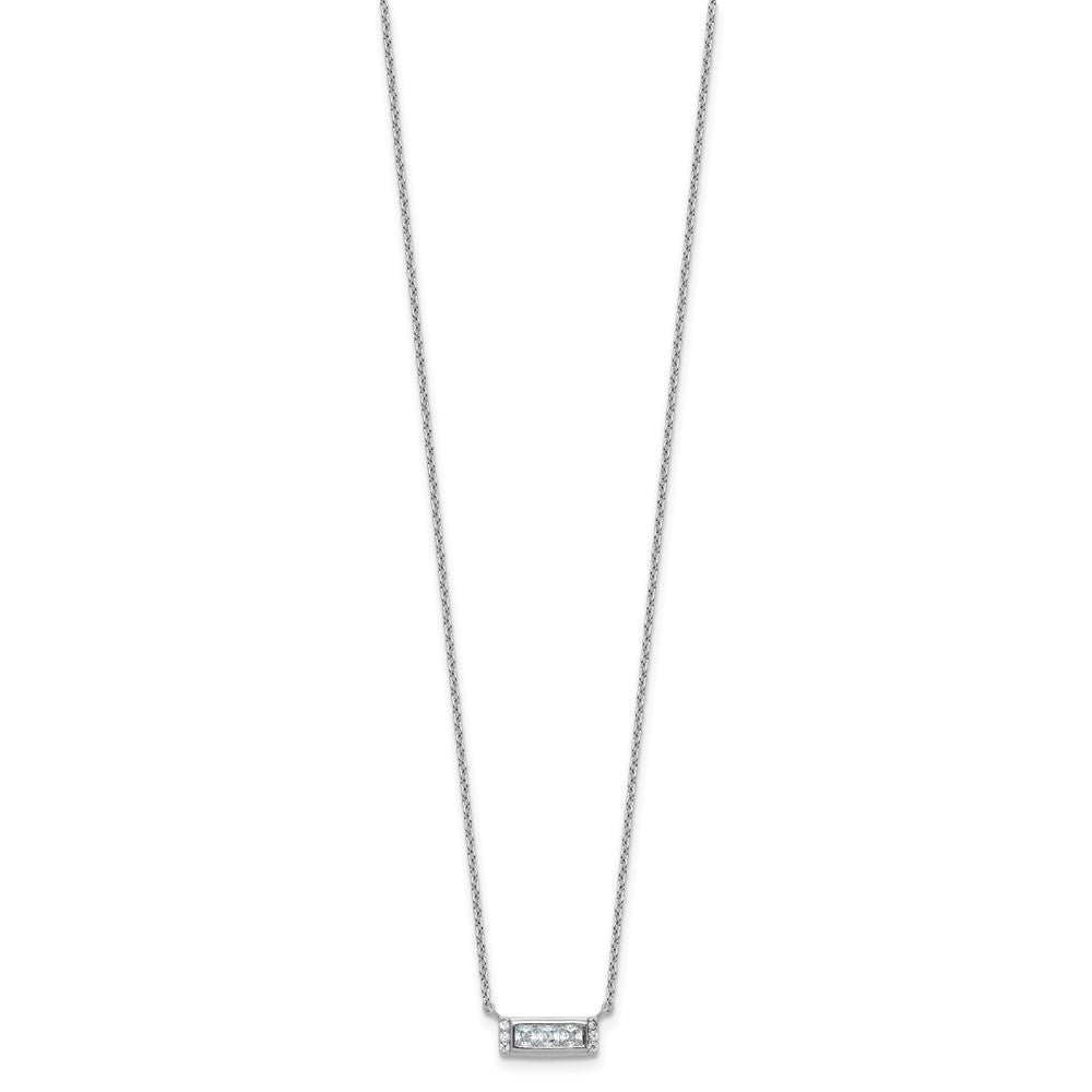 Cheryl M Sterling Silver Rhodium-plated Polished Fancy CZ Bar Necklace QCM1763-18