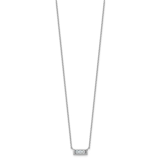 Cheryl M Sterling Silver Rhodium-plated Polished Fancy CZ Bar Necklace QCM1763-18