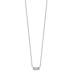 Cheryl M Sterling Silver Rhodium-plated Polished Fancy CZ Bar Necklace QCM1763-18