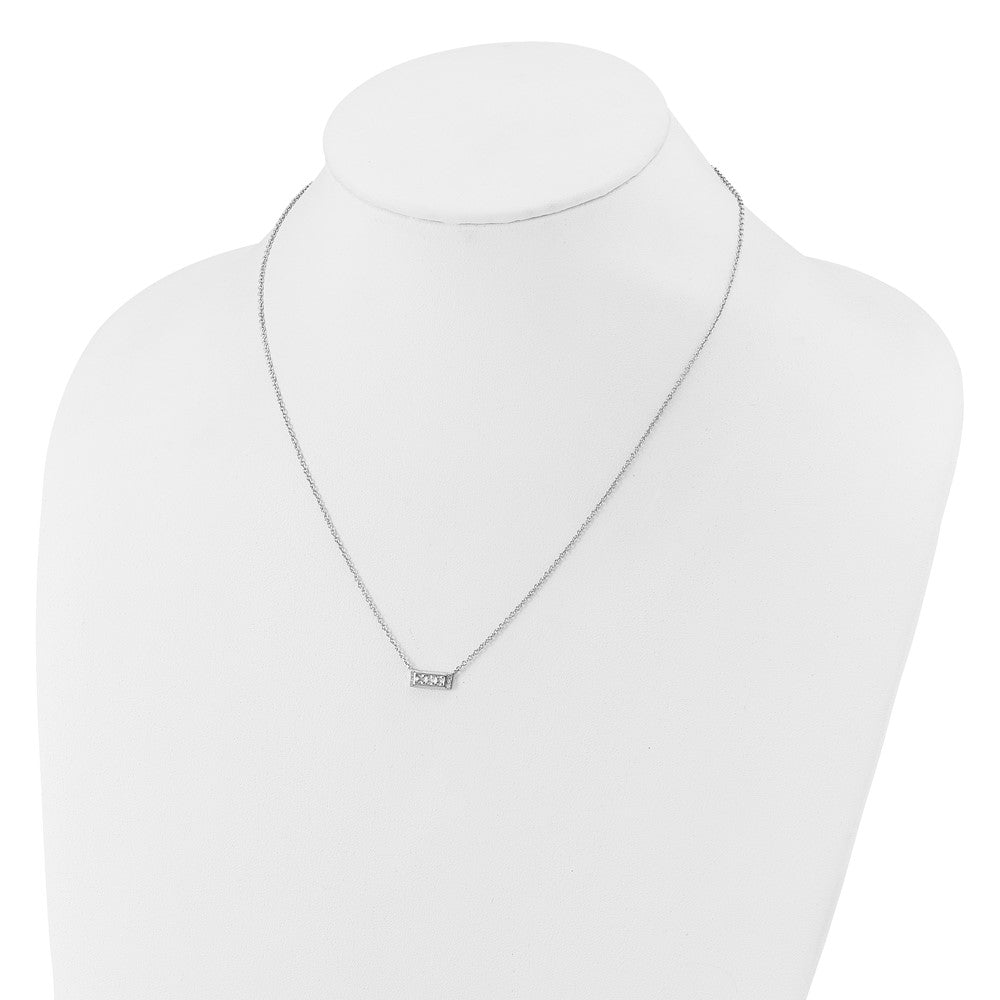 Cheryl M Sterling Silver Rhodium-plated Polished Fancy CZ Bar Necklace QCM1763-18
