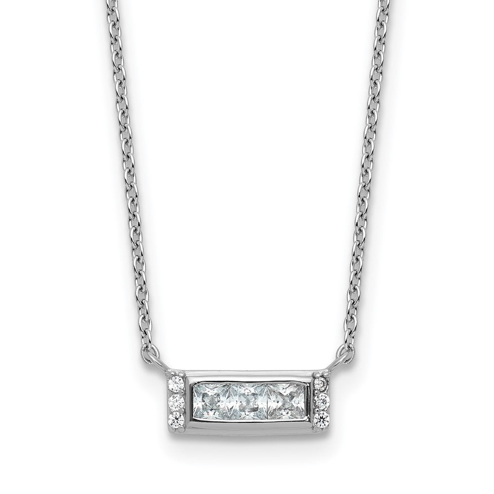 Cheryl M Sterling Silver Rhodium-plated Polished Fancy CZ Bar Necklace QCM1763-18