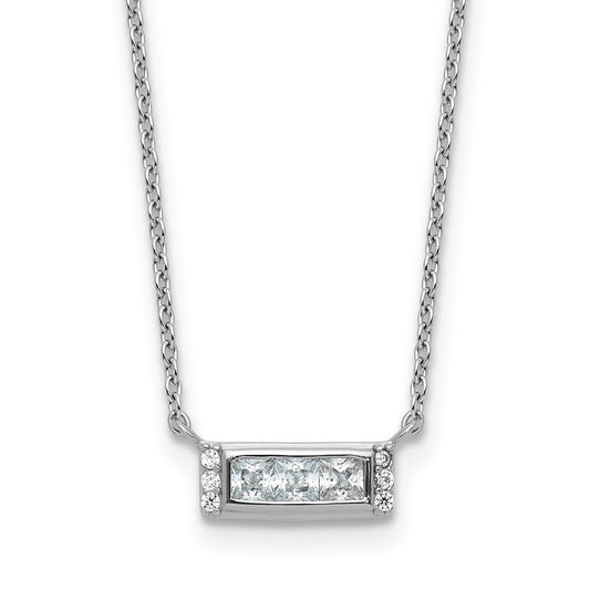 Cheryl M Sterling Silver Rhodium-plated Polished Fancy CZ Bar Necklace QCM1763-18