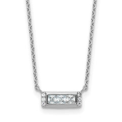 Cheryl M Sterling Silver Rhodium-plated Polished Fancy CZ Bar Necklace QCM1763-18