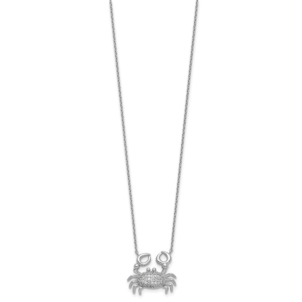Cheryl M Sterling Silver Rhodium-plated Polished CZ Crab Necklace QCM1764-18