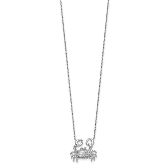 Cheryl M Sterling Silver Rhodium-plated Polished CZ Crab Necklace QCM1764-18