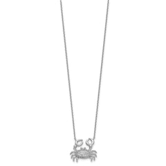 Cheryl M Sterling Silver Rhodium-plated Polished CZ Crab Necklace QCM1764-18